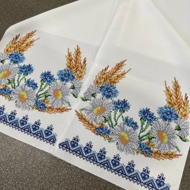 Рушник весільний ромашки, волошки, колоски